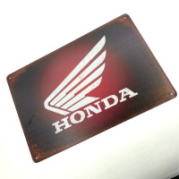 Табличка декоративная металл №22 Honda (красный фон)