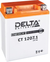 Аккумулятор YTX7L-BS CT1207.1 114-70-132 мм свинцово-кислотный сухой 7 Ач (DELTA)