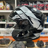 Шлем (открытый со стеклом) JK526 серый/черный глянец (AiM)