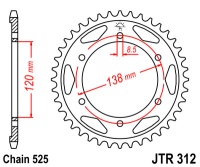 Звезда задняя JTR312-38 R312-38 (JT)
